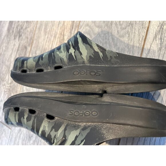 OOFOS Ooclog Shoes Clogs Slip On Recovery Green Camo Mens 8 Mules Womens 10 - Picture 3 of 12